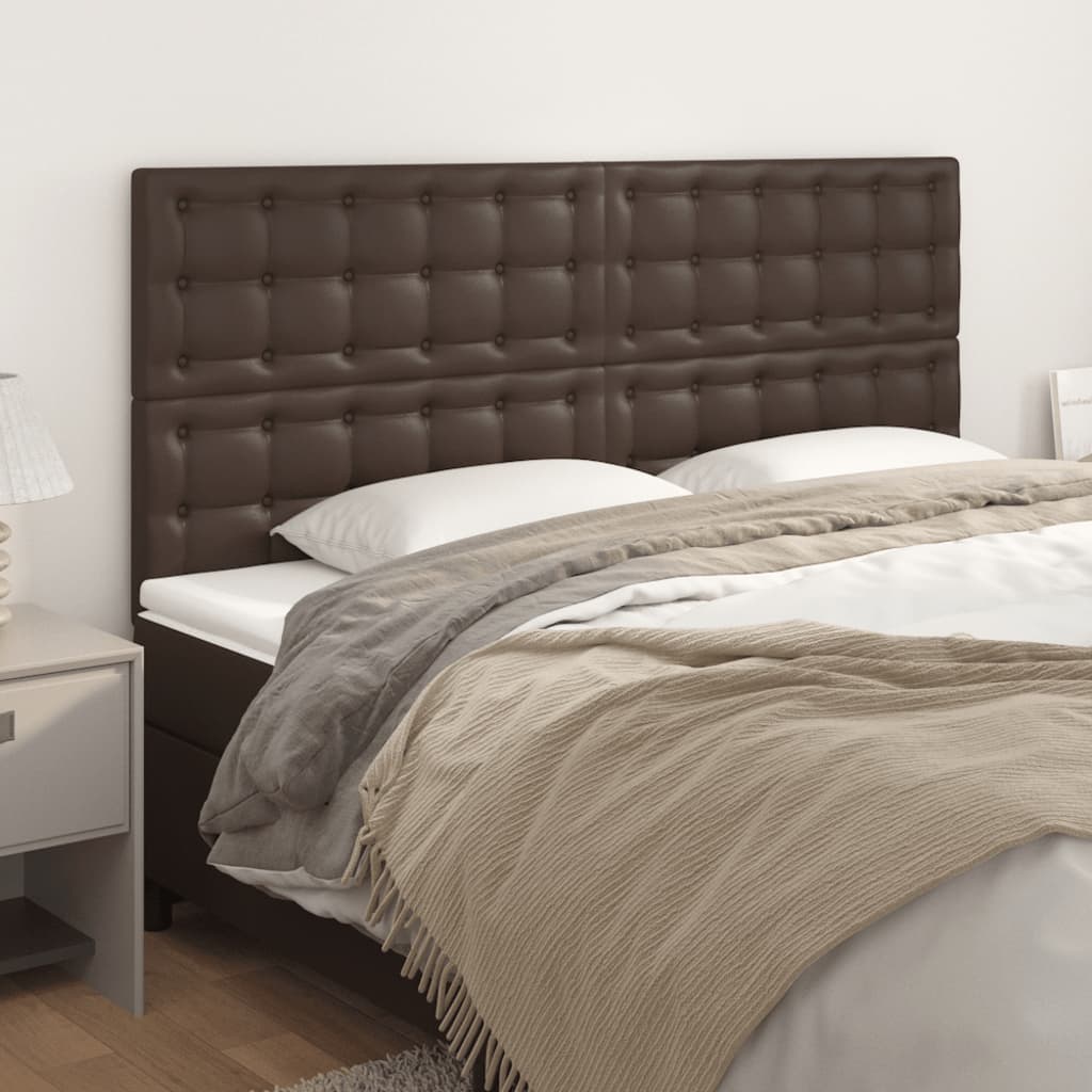 vidaXL Tăblii de pat, 4 buc, maro, 100x5x78/88 cm, piele ecologică