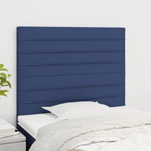 Vzglavje postelje modro 80x5x118/128 cm blago