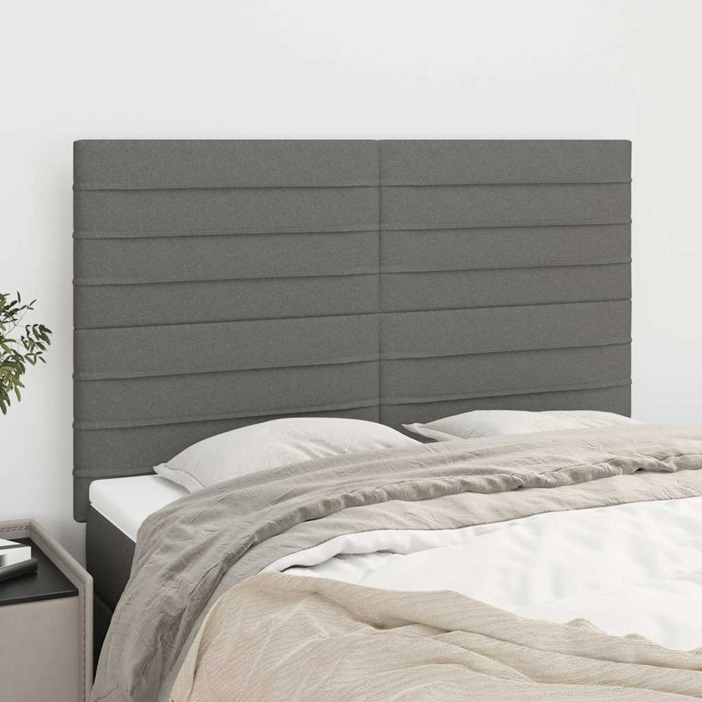 vidaXL sengegavl mørkegrå 144x5x118/128 cm stof