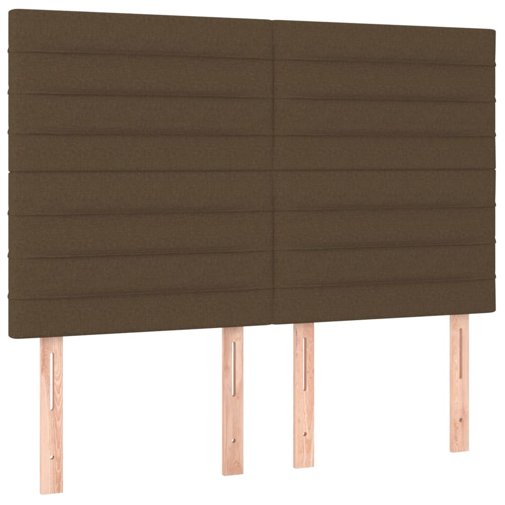 vidaXL Čela postele 4 ks tmavě hnědá 72 x 5 x 78/88 cm textil