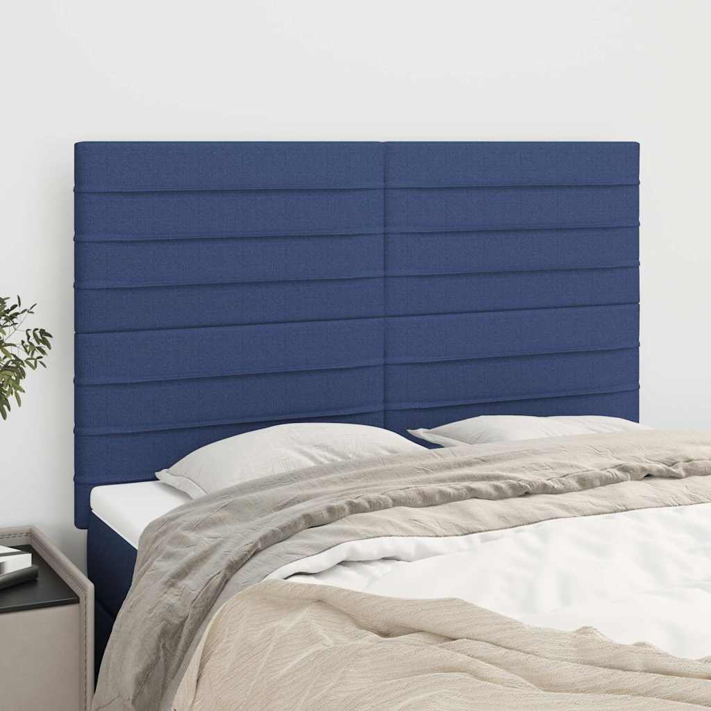 vidaXL sengegavl blå 144x5x118/128 cm stof