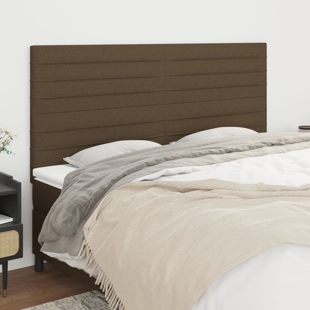 vidaXL Tăblii de pat, 4 buc, maro închis, 100x5x78/88 cm, textil