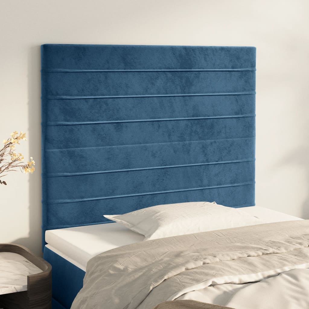 vidaXL Kopfteile 2 Stk. Dunkelblau 100x5x78/88 cm Samt