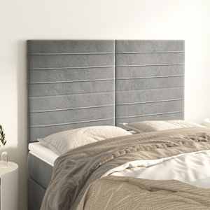 Čelo postele světle šedé 144x5x118/128 cm sametové - obrázek 1