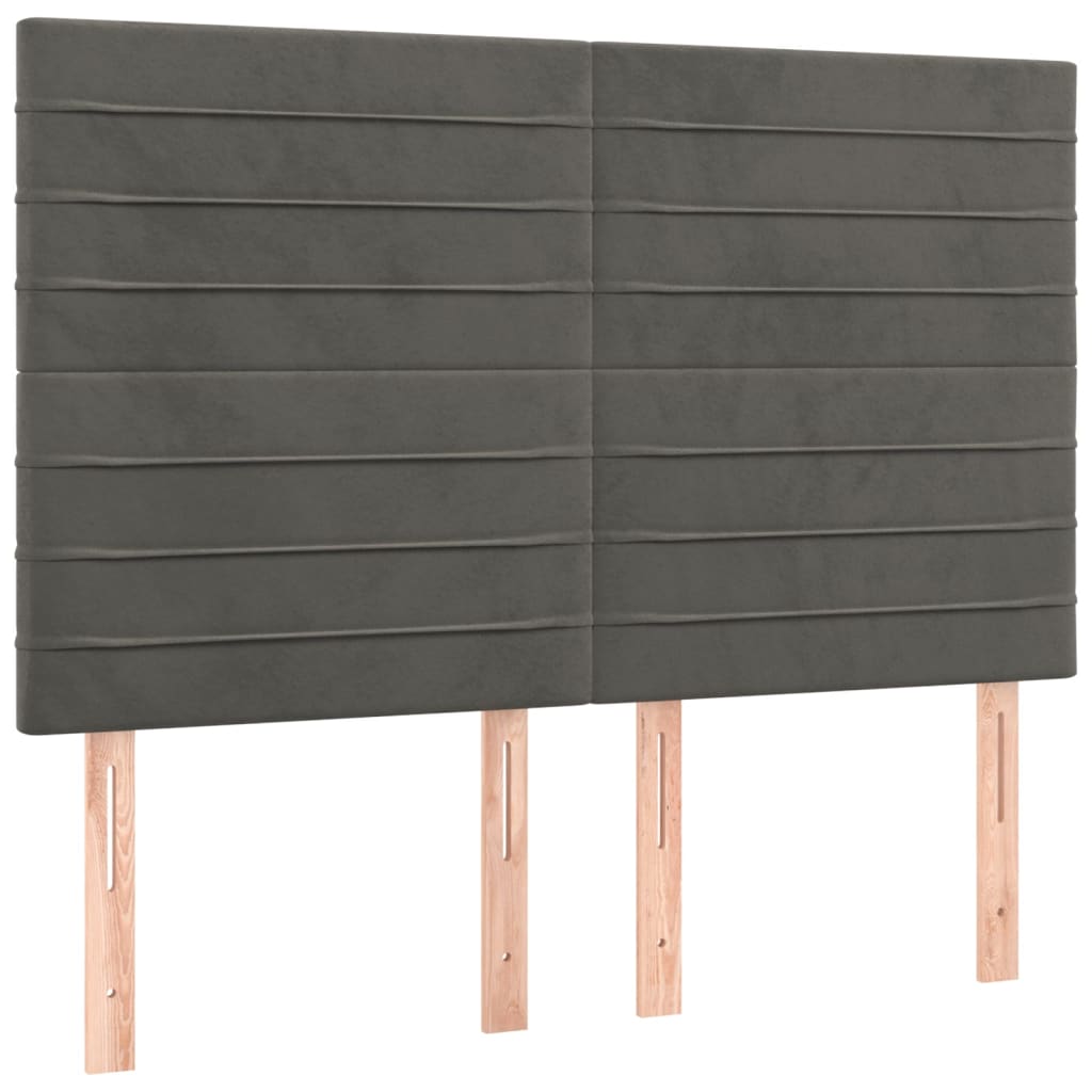 vidaXL ÄŚela postele 4 ks tmavÄ› ĹˇedĂˇ 72 x 5 x 78/88 cm samet