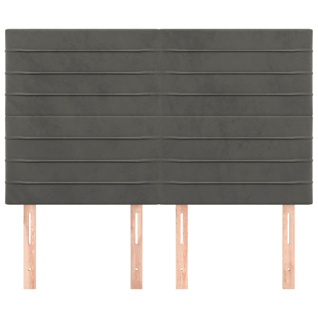 vidaXL Hoofdborden 4 st 72x5x78/88 cm fluweel donkergrijs afbeelding