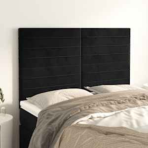 Čelo postele černé 144x5x118/128 cm sametové - obrázek 1