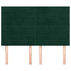 Čelo postele tmavě zelené 144x5x118/128 cm sametové - obrázek 3