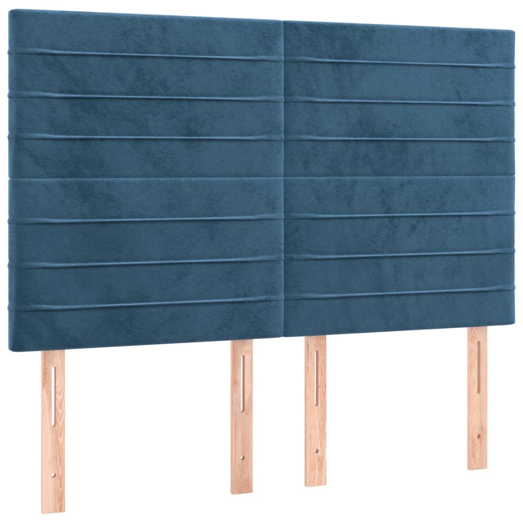 vidaXL Čela postele 4 ks tmavě modrá 72 x 5 x 78/88 cm samet
