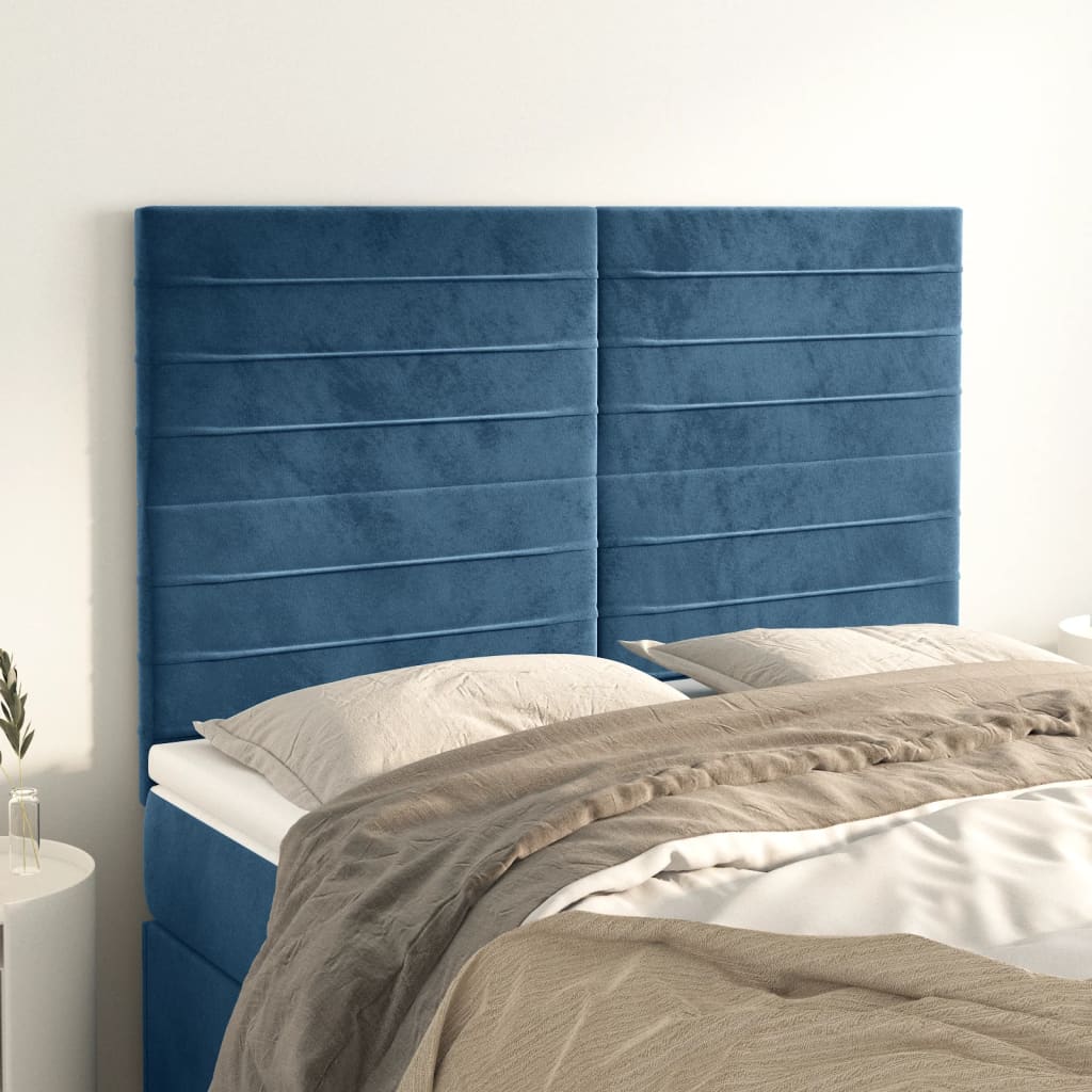 vidaXL Kopfteil Dunkelblau 144x5x118/128 cm Samt