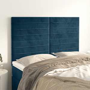 Čelo postele tmavě modré 144x5x118/128 cm sametové - obrázek 1