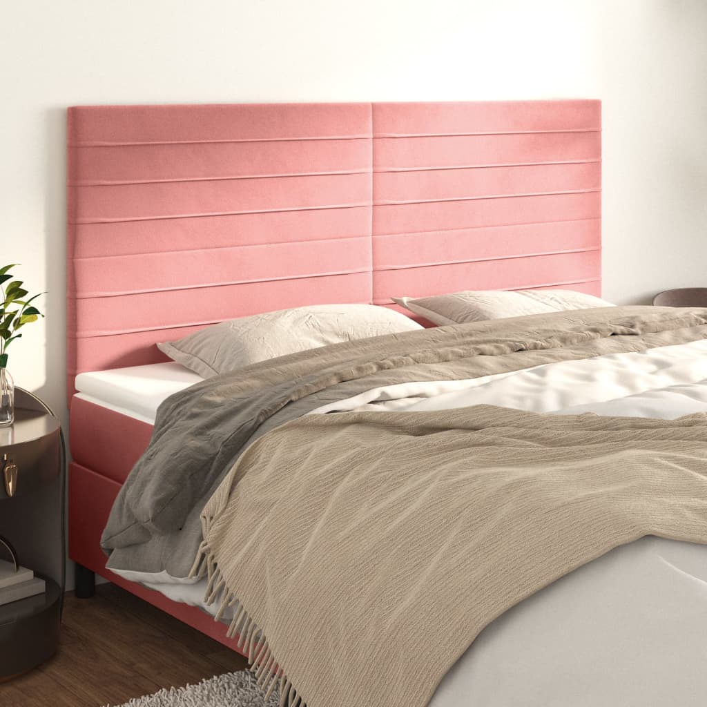 vidaXL Tăblii de pat, 4 buc, roz, 80x5x78/88 cm, catifea