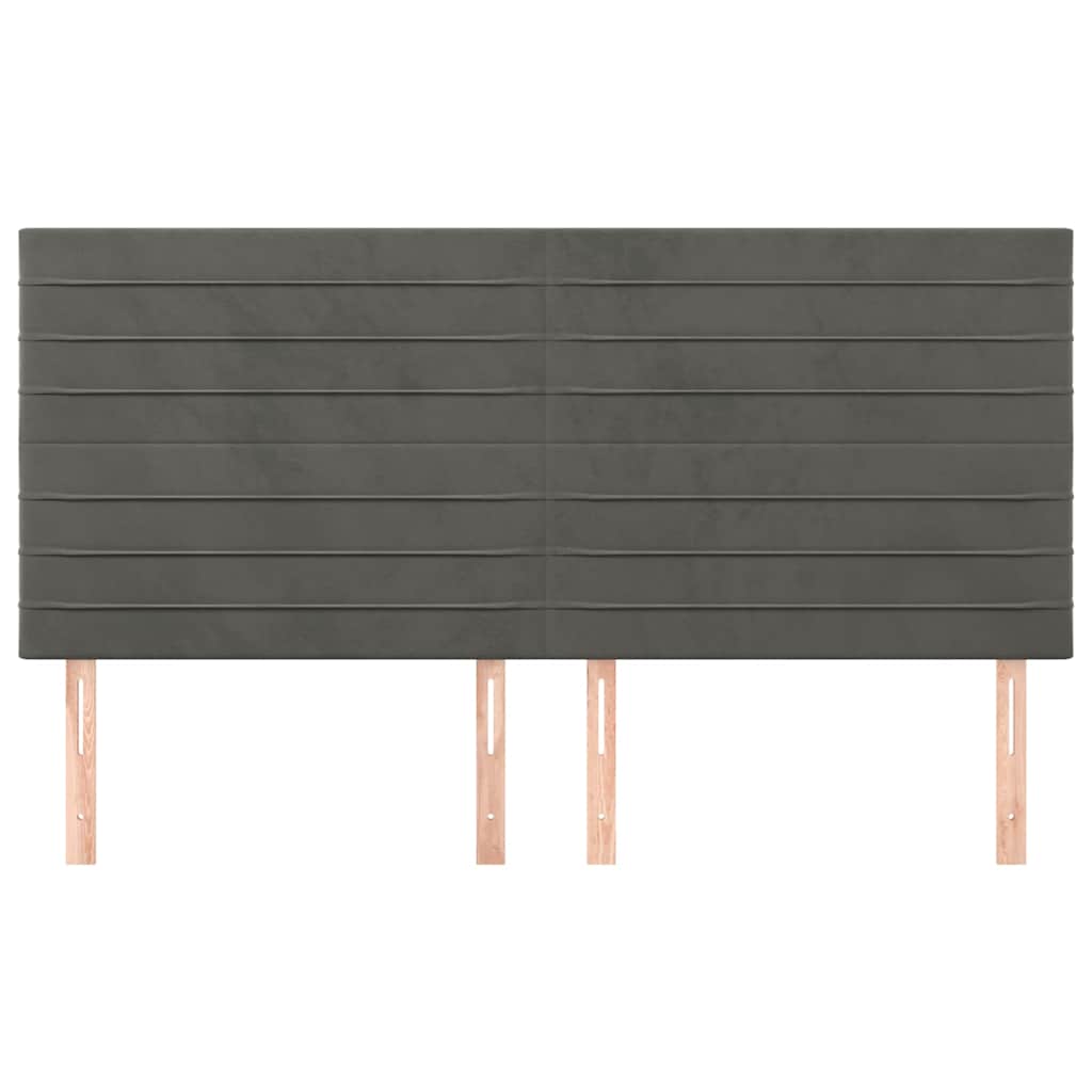 vidaXL Hoofdbord donkergrijs 180x5x118/128 cm fluweel grijs, foto 2