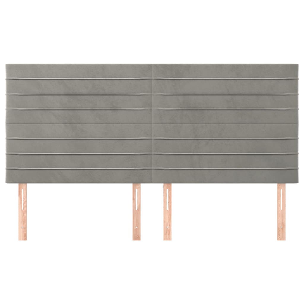 vidaXL Hoofdborden 4 st 100 x 5 x 78/88 cm fluweel lichtgrijs afbeelding