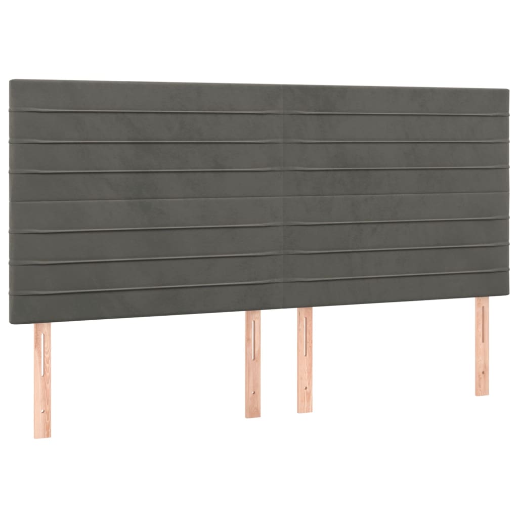 vidaXL Čelo postele 4 ks tmavě šedé 100 x 5 x 78/88 cm samet