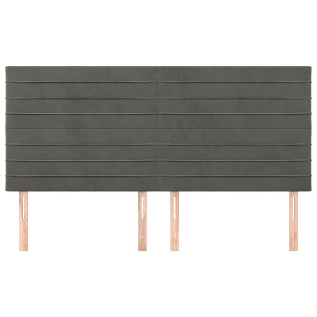 vidaXL Hoofdborden 4 st 100x5x78/88 cm fluweel donkergrijs afbeelding