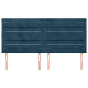 Čelo postele tmavě modré 200x5x118/128 cm sametové - obrázek 3
