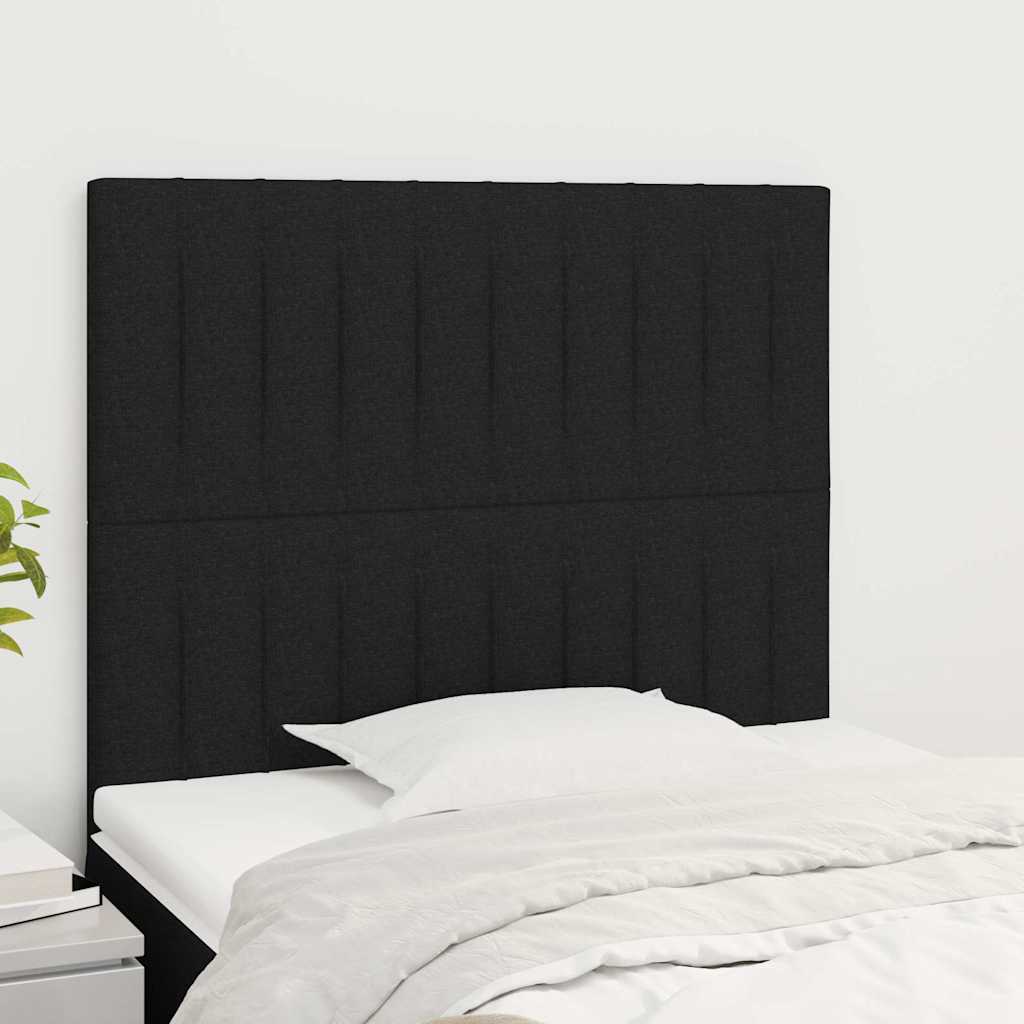Sengegavl i stof - sort, 90 × 5 × 118/128 cm, polstret