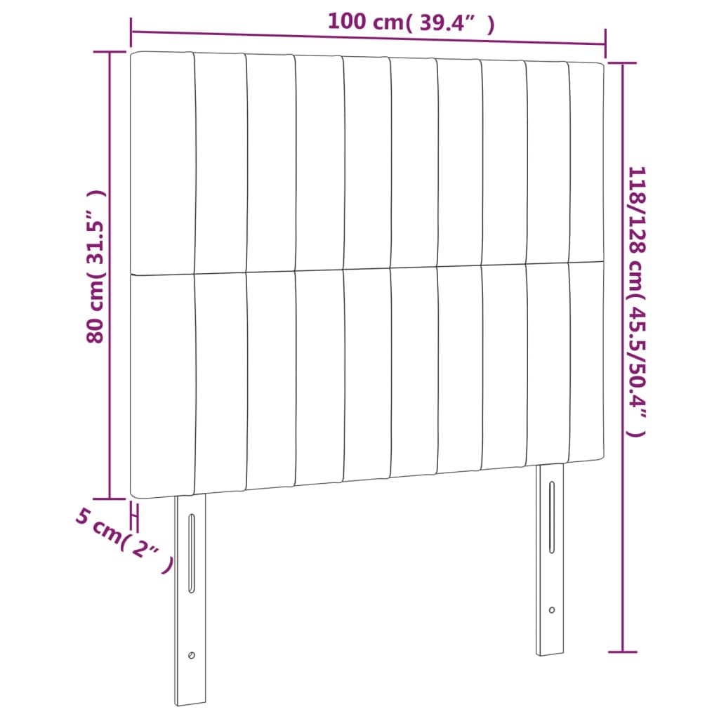 2 db világosszürke szövet fejtámla 100x5x78/88 cm