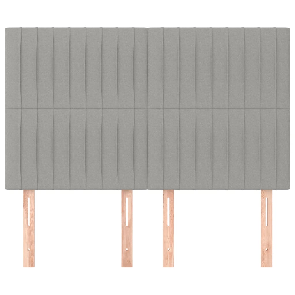 vidaXL Hoofdborden 4 st 72x5x78/88 cm stof lichtgrijs afbeelding