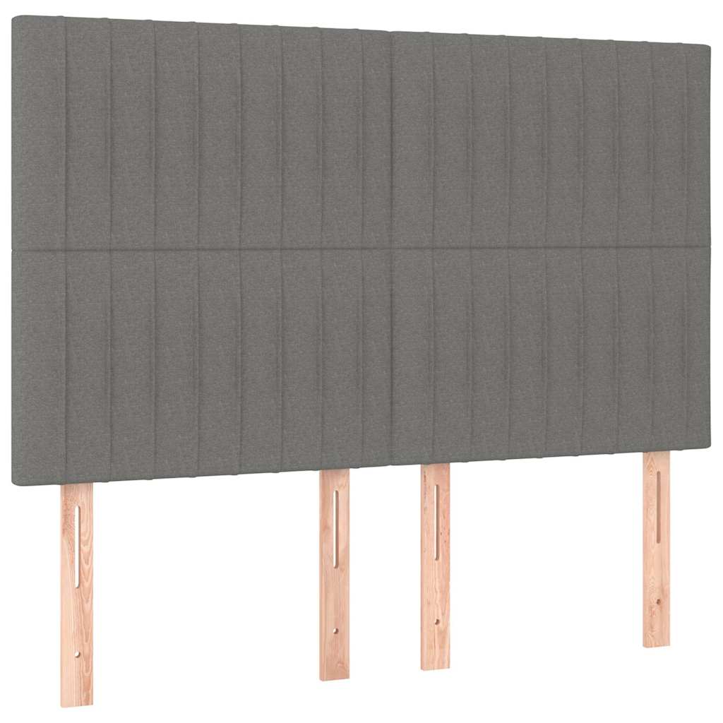vidaXL Tăblie de pat gri închis 144x5x118/128 cm, material textil