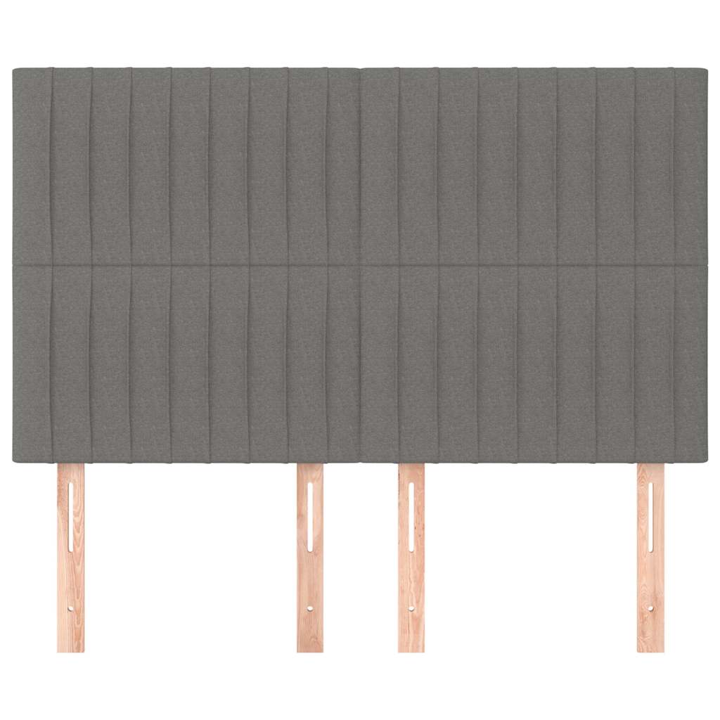 vidaXL Hoofdbord donkergrijs 144x5x118/128 cm Stof grijs, foto 2
