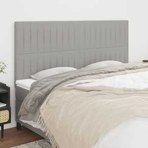 Vzglavje za posteljo svetlo sivo 160x5x118/128 cm blago