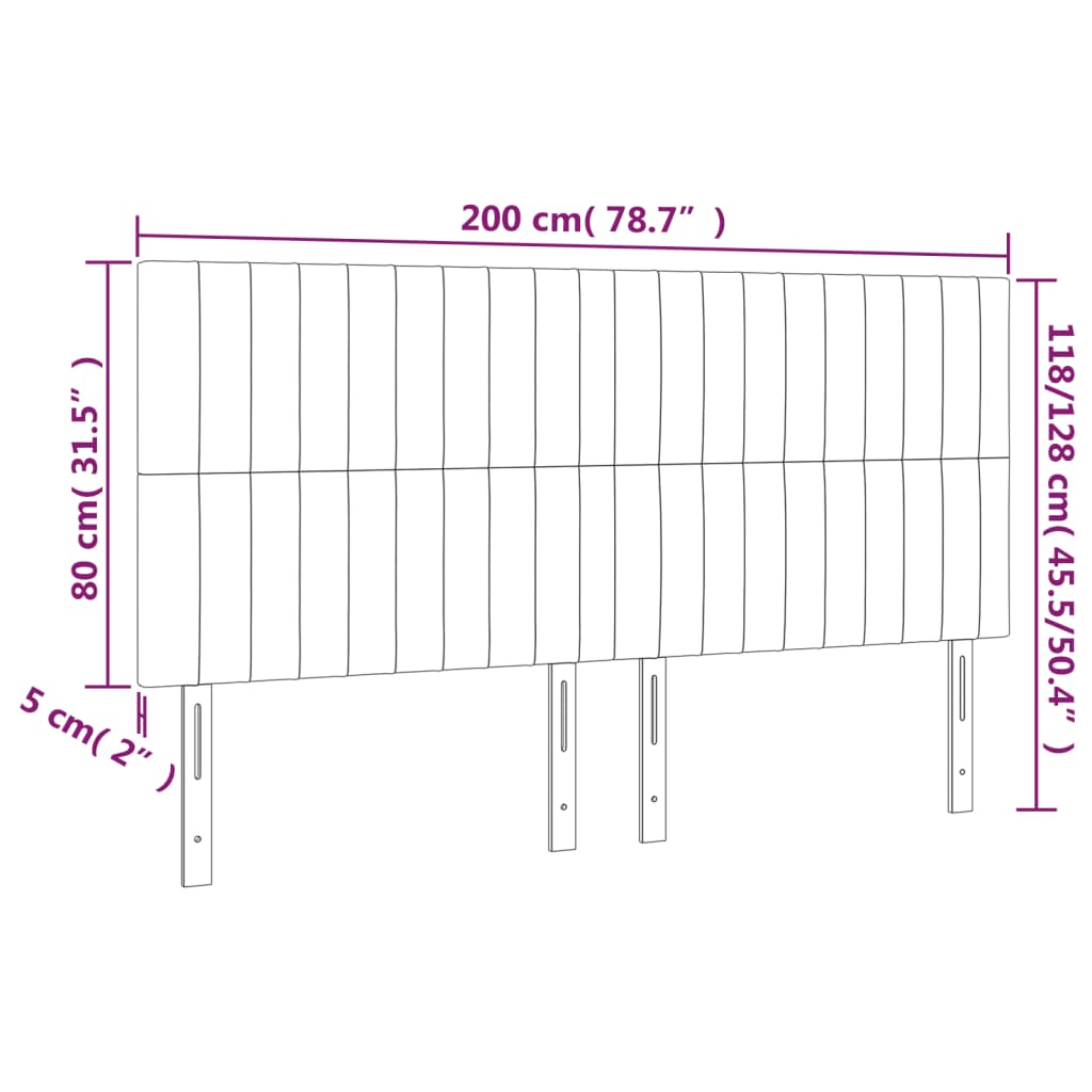 4 db sötétszürke szövet fejtámla 100x5x78/88 cm