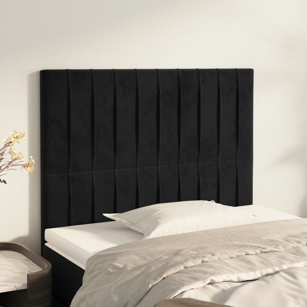 vidaXL Tăblii de pat, 2 buc, negru, 80x5x78/88 cm, catifea