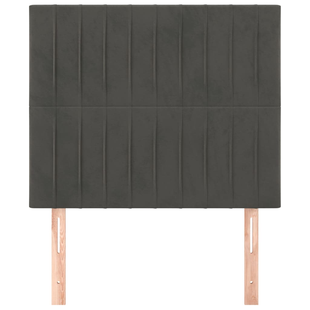 vidaXL Hoofdborden 2 st 90x5x78/88 cm fluweel donkergrijs afbeelding