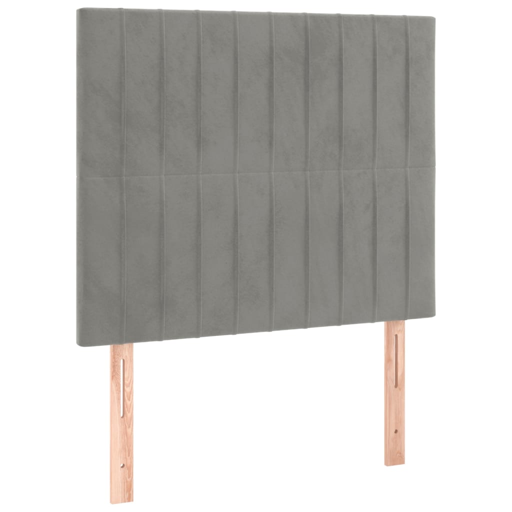 vidaXL Čelo postele 2 ks světle šedé 100 x 5 x 78/88 cm samet