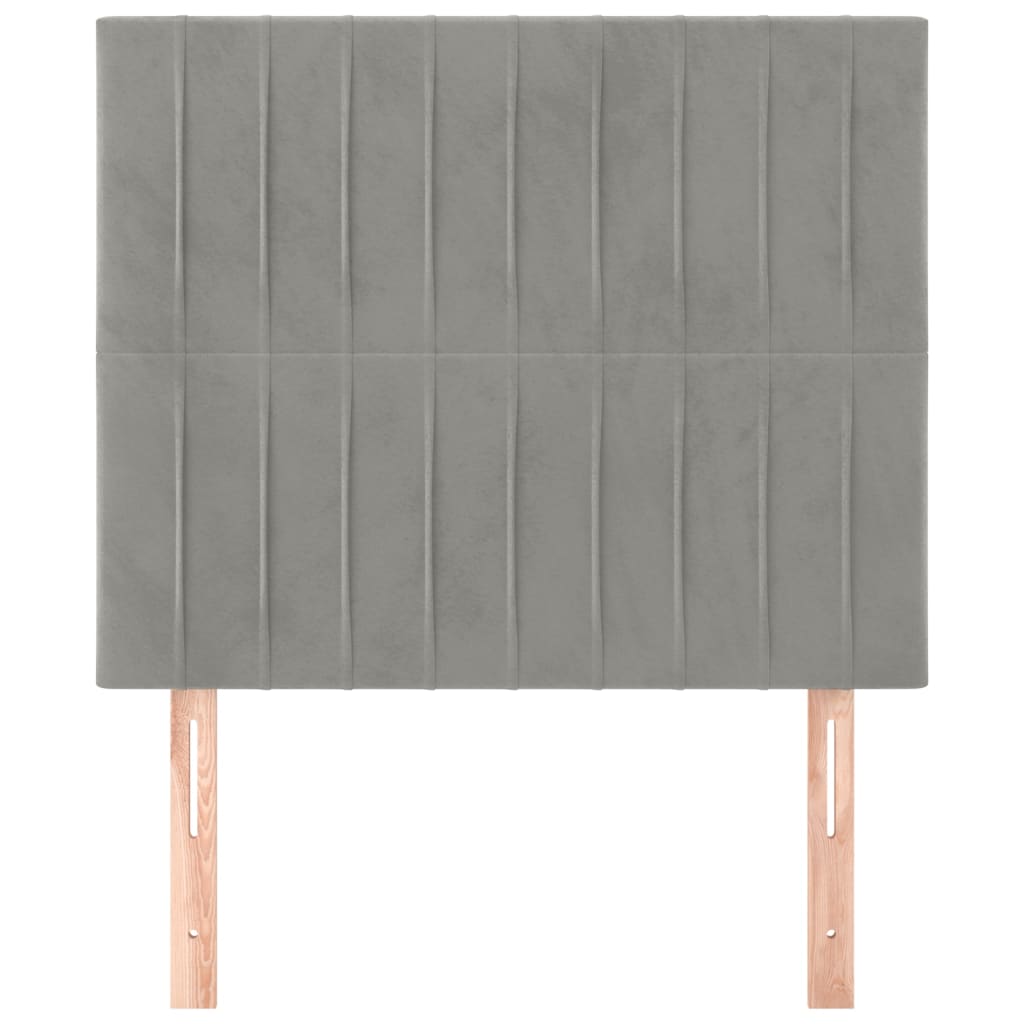 vidaXL Hoofdborden 2 st 100 x 5 x 78/88 cm fluweel lichtgrijs afbeelding