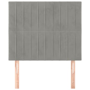 Čelo postele světle šedé 100x5x118/128 cm sametové - obrázek 3