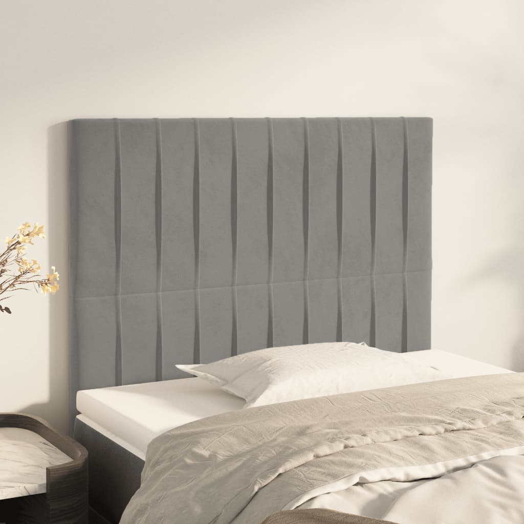 vidaXL Kopfteile 2 Stk. Hellgrau 100x5x78/88 cm Samt