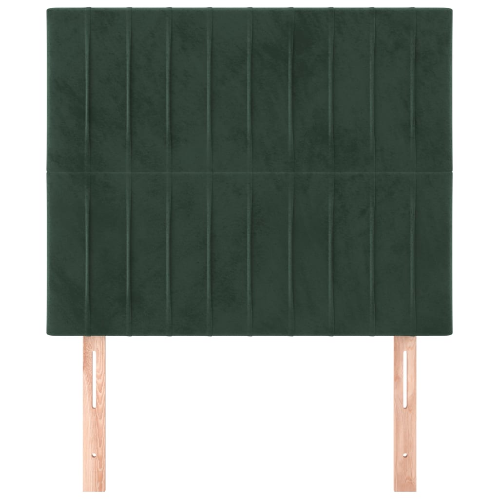 vidaXL Tăblii de pat, 2 buc, verde închis, 100x5x78/88 cm, catifea