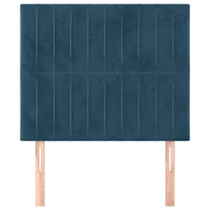 Čelo postele tmavě modré 100x5x118/128 cm sametové - obrázek 3