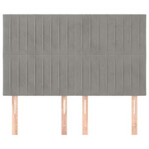 Čelo postele světle šedé 144x5x118/128 cm sametové - obrázek 3