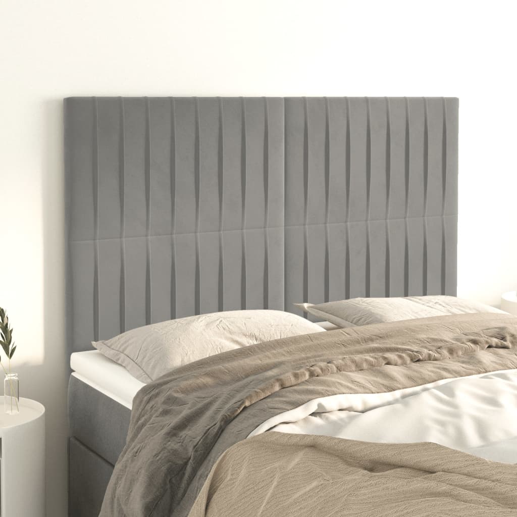 vida XL Kopfteile 4 Stk. Hellgrau 72x 5x 78/88 cm Samt