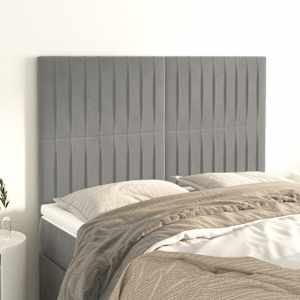 Čelo postele světle šedé 144x5x118/128 cm sametové - obrázek 1