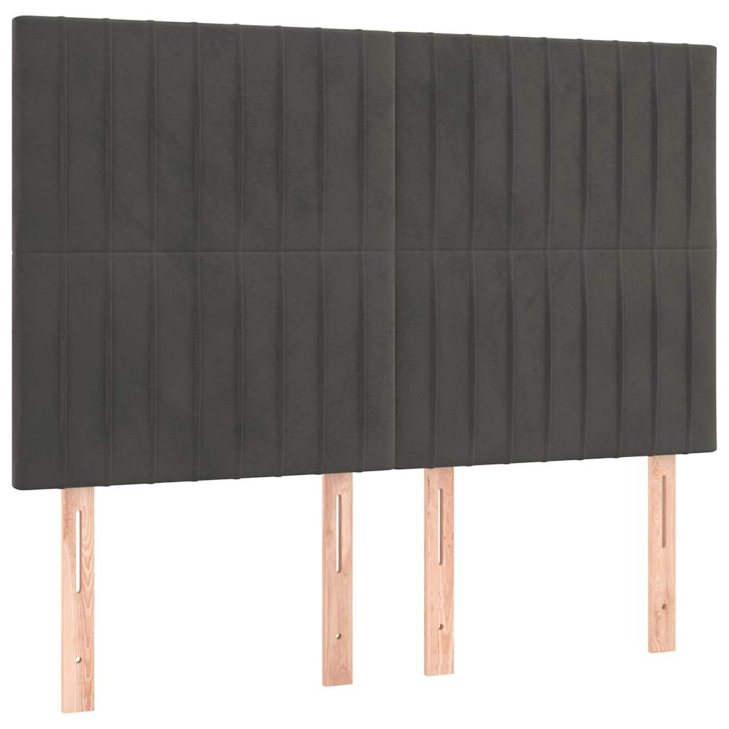 vidaXL Čelo postele tmavě šedé 144x5x118/128 cm sametové