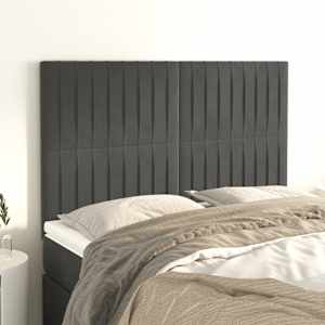 Čelo postele tmavě šedé 144x5x118/128 cm sametové - obrázek 1