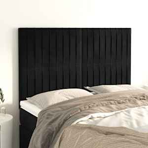 Čelo postele černé 144x5x118/128 cm sametové - obrázek 1