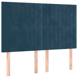 Čelo postele tmavě modré 144x5x118/128 cm sametové - obrázek 2