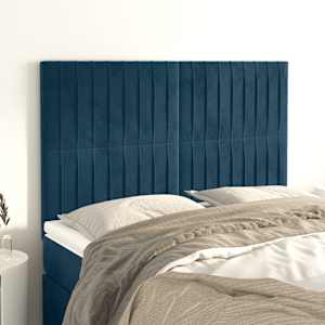 Čelo postele tmavě modré 144x5x118/128 cm sametové - obrázek 1