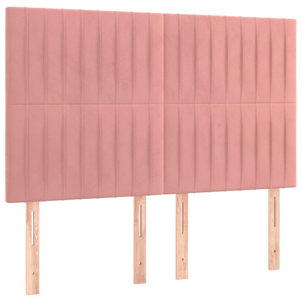 vidaXL Tăblie de pat roz 144x5x118/128 cm catifea