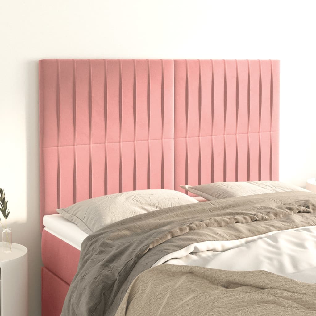 vidaXL Kopfteile 4 Stk. Rosa 72x5x78/88 cm Samt