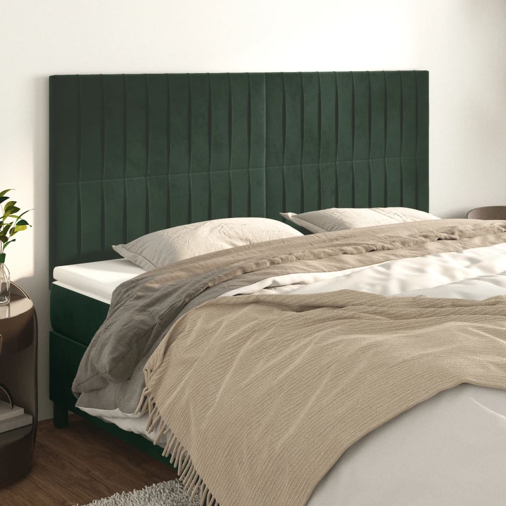 vidaXL Kopfteile 4 Stk. Dunkelgrün 80x5x78/88 cm Samt