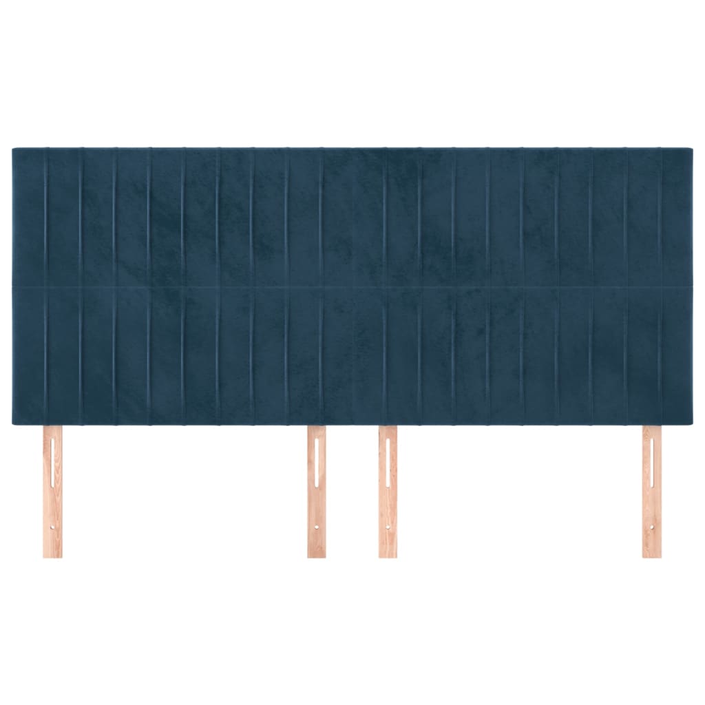vidaXL Hoofdborden 4 st 80x5x78/88 cm fluweel donkerblauw afbeelding