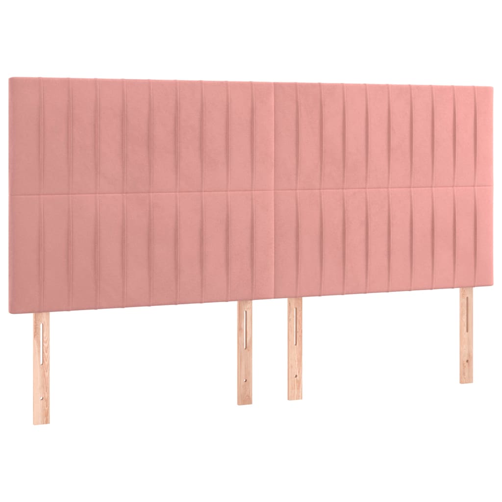 vidaXL Tăblie de pat roz 160x5x118/128 cm catifea
