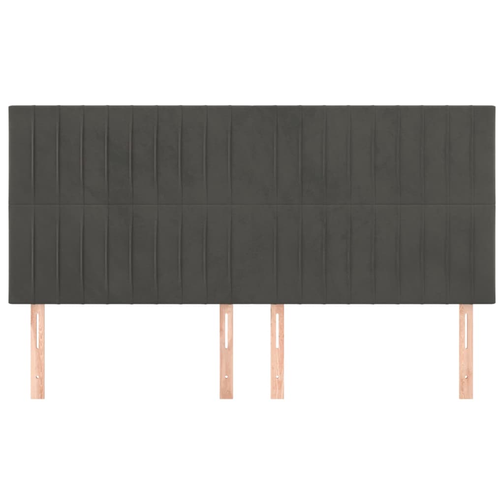 vidaXL Hoofdborden 4 st 90x5x78/88 cm fluweel donkergrijs afbeelding